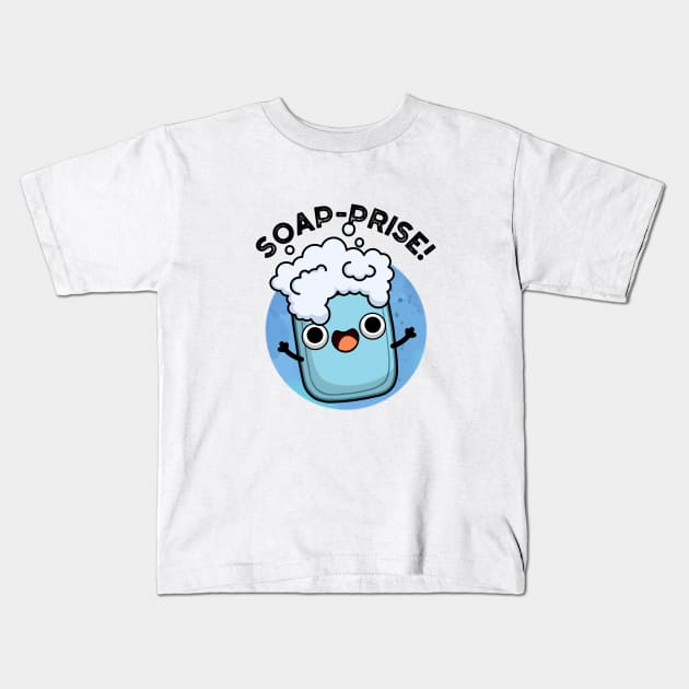 Soap-prise Cute Surprised Soap Pun Kids T-Shirt by punnybone